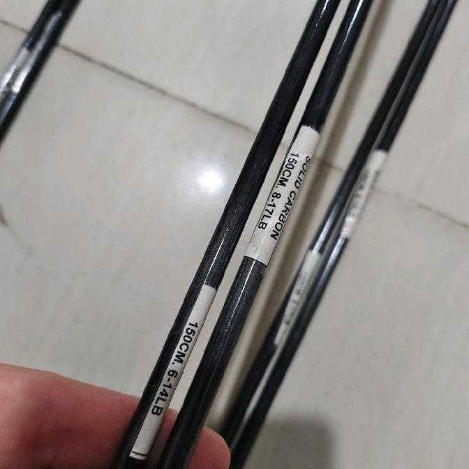 bahan carbon solid blank joran label putih 100 120 150 cm solid carbon kilap