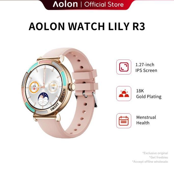 Aolon Lily R3 Jam Tangan Pintar Wanita 41mm Ultra Tipis Panggilan Bluetooth 18K Gold Plating 1.27-in