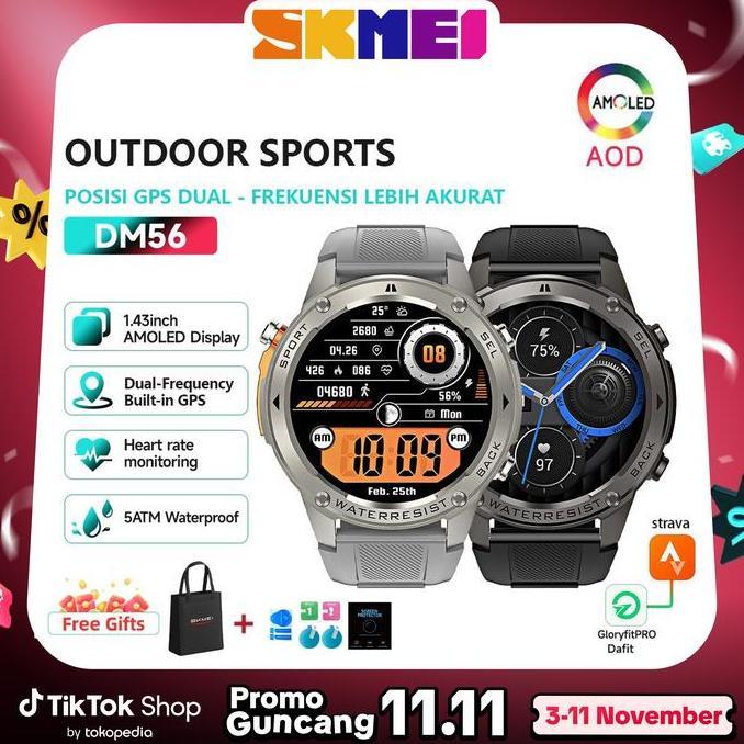 SKMEI DM56 Smartwatch GPS Map  |  1.43 Amoled  |  5ATM Waterproof  |  Compass  |  Altitude Air Press