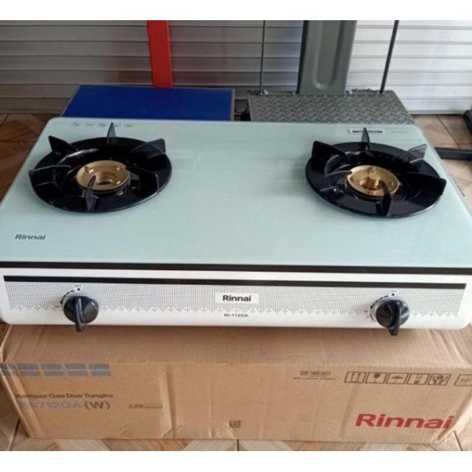 Rinnai RI-712GAW Kompor Gas Kaca 2 Tungku Putih