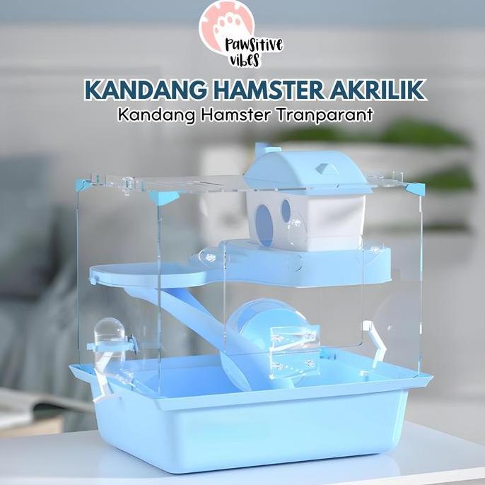TERBARU Kandang Hamster Akrilik Transparan - Kandang Hamster 2 Tingkat Lengkap