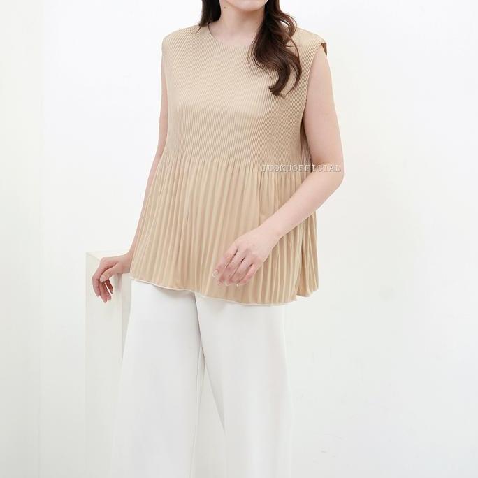 Atasan Plisket Lidi Cabang Tanpa Lengan / Baju Plisket / Tanktop Plisket / Pleated Top
