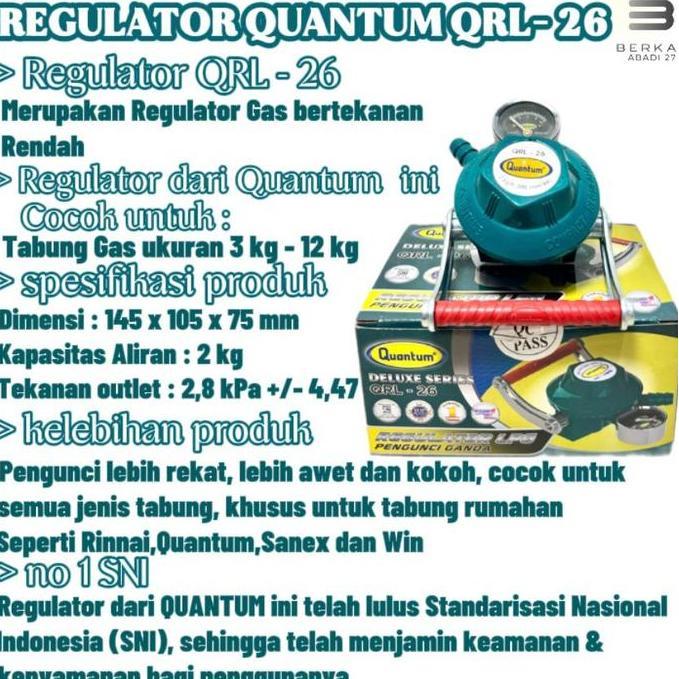 REGULATOR GAS QUANTUM QRL 26 DOUBLE LOCK KUNCI GANDA
