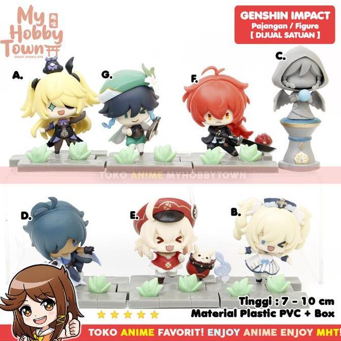 Figure Anime Game Genshin Impact Barbara Diluc Fischl Kaeya Klee Venti