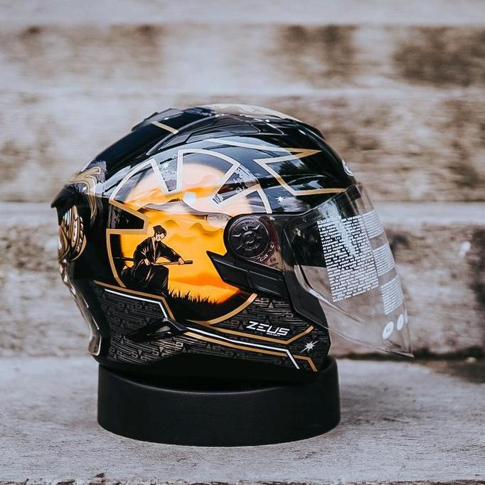 Promo HELM ZEUS ZS613C BLACK AJ20 ORANGE Diskon