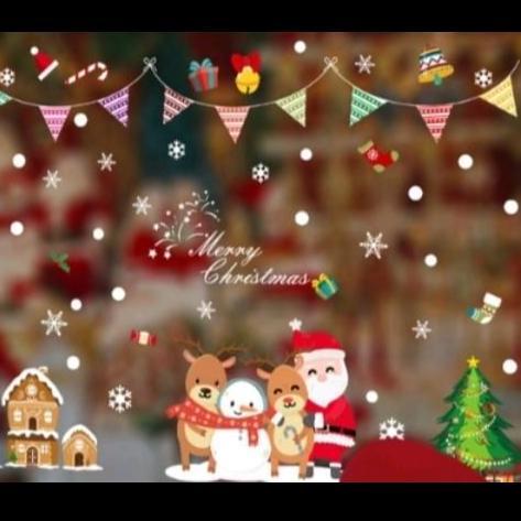 Stiker Film Motif Natal Santa Dekorasi Natal