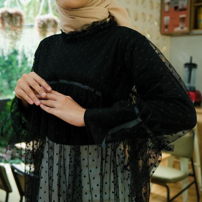 Maria Collection Elmira - Tile Tunik Polkadot Outer Wanita Out Kondangan Wisuda Lamaran Murah Terbar