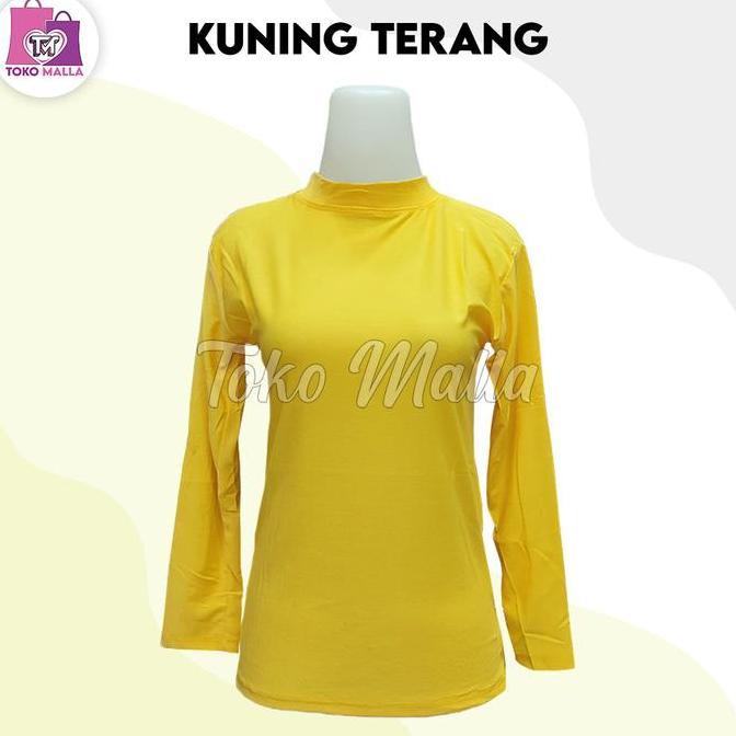 Baju Manset Kaos Wanita Lengan Panjang, Mangset Kerah Tinggi Dalaman Muslim Atasan Kaus Polos,Premiu