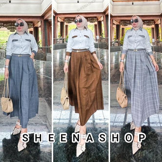 Set Mischa - Setelan Rok Houndstooth Mix Shakila - One Set Premium Bawahan Muslim
