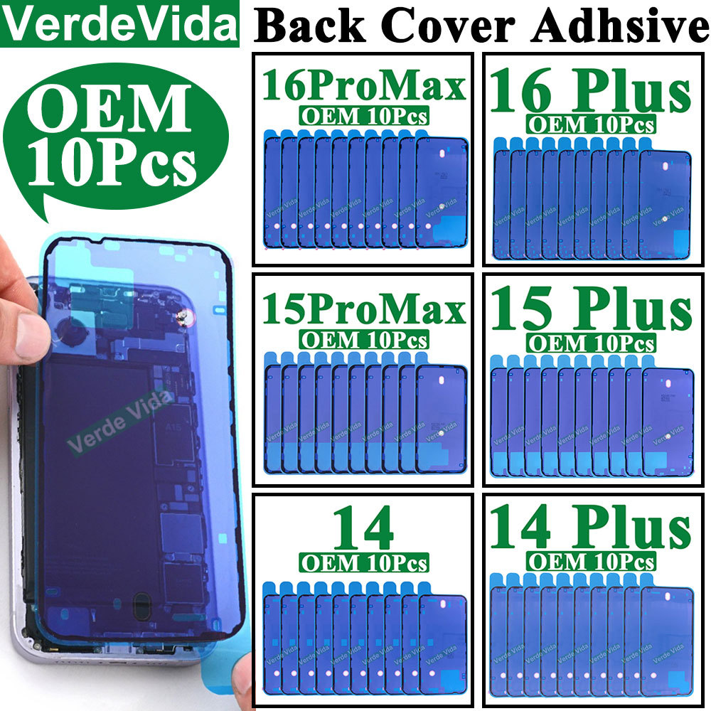 10 Pcs Penutup Belakang Sisi Stiker Segel Tahan Air untuk iPhone 16Pro 15 Pro Max 14 Plus Bingkai Be