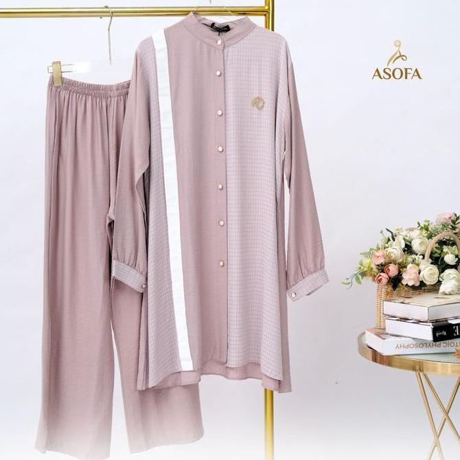 Asofa Afishaa Setelan Tunik Mix Celana Kulot Fashion Muslim