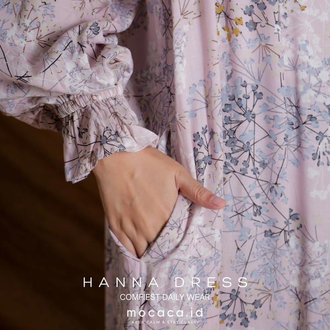 Baju Muslimah Wanita Syari Casual Maxi - Hanna Dress Motif Rayon Pastel Printing Adem Halus Bumil Bu