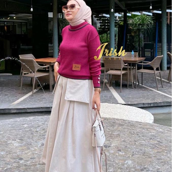 Nabila Set Oneset Blouse Rajut Rok Chinos Cargo Stelan Setrok Setrajut By Irish Label