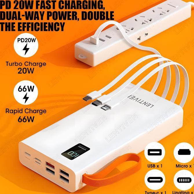LENTIVEN  Powerbank 60000mah 4 USB Fast Charging LED Display W66