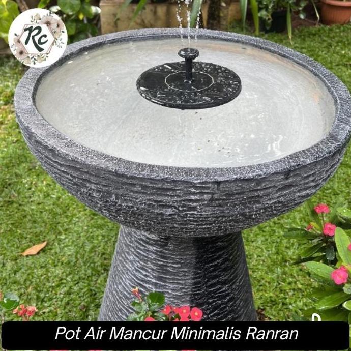 Pot Batu Taman Teratai Air Mancur Abu-abu Fountain Pot 50 PUTIH