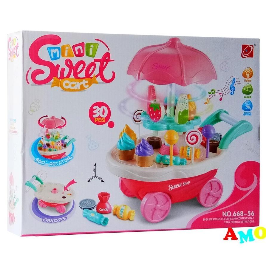 Mainan Gerobak Es Krim Dorong Anak Perempuan Dengan Musik Dan Lampu