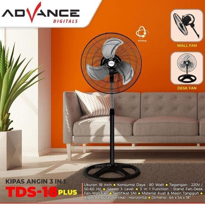 ADVANCE KIPAS TORNADO BESI 3 IN 1 TDS-18 PLUS KUAT 3 FUNGSI