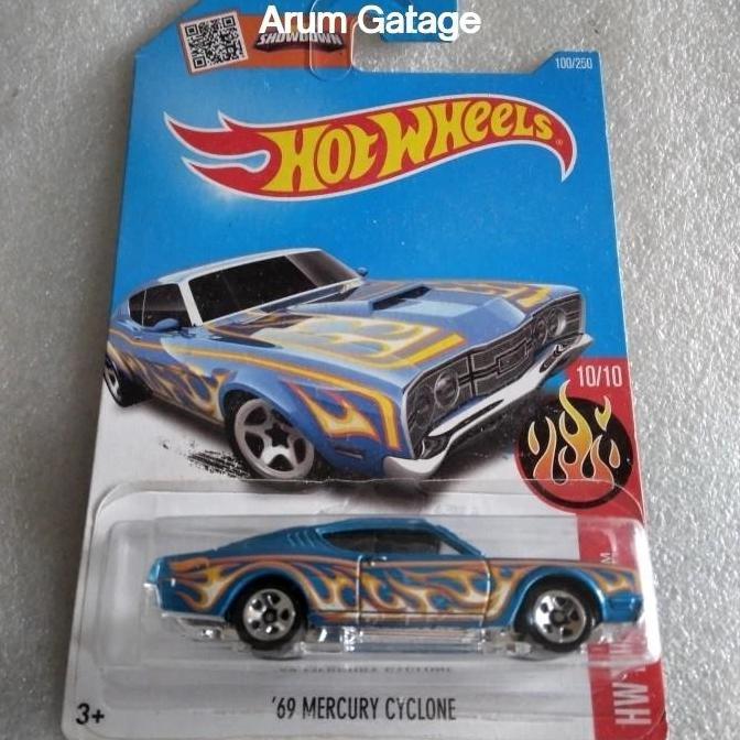 Hot Wheels 69 Mercury Cyclone. Card HW flames Series Tahun 2015. Warna Biru.