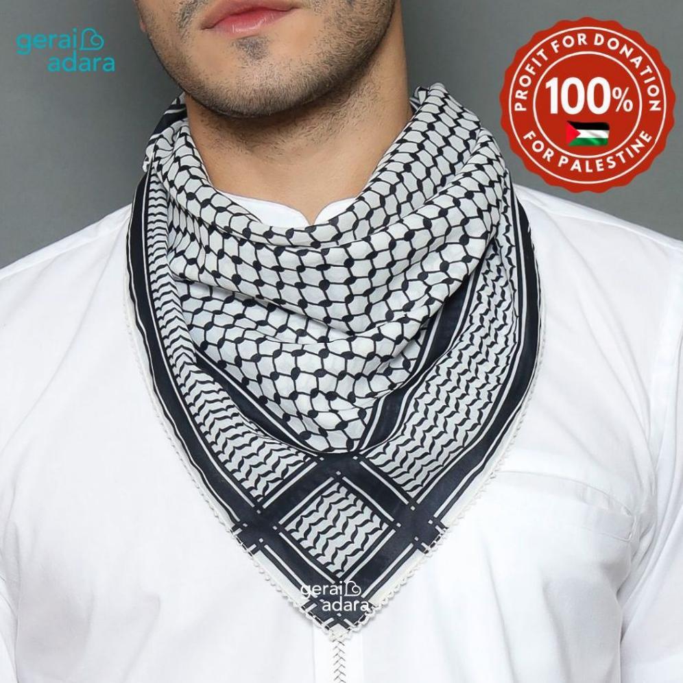 Keffiyeh Palestina - Scarf Keffiyeh - Slayer Keffiyeh - Bandana Segiempat | Gerai Adara