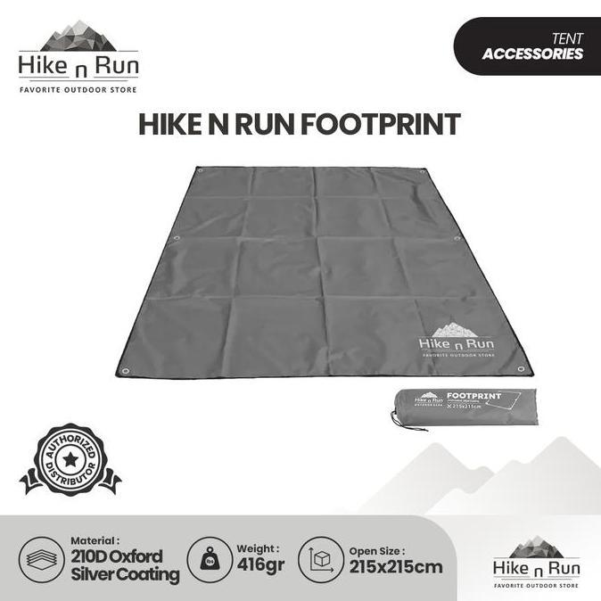 Hike N Run Footprint Alas Tenda Camping 3- 4 Orang Hnr24Fp01 Abu Outdoor