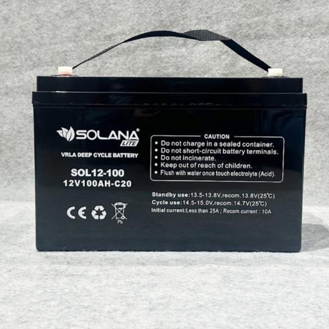 Bnr Aki Battery Accu Solana Lite 12V 100Ah Deepcycle Aki 12V 100Ah
