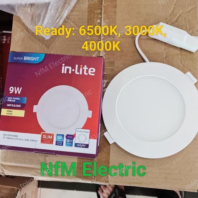 Ready  Downlight / LED Panel INLITE Slim 9Watt Bulat 6500K/3000K/4000K inbow