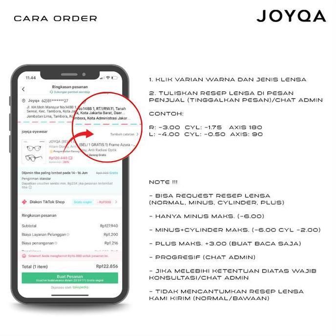 DR357 - JOYQA (BELI 1 GRATIS 1) Frame Kacamata Cat Eye Hitam Caramel Leopard Pink Abu-Abu Bening Ant