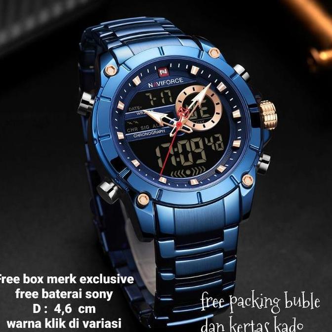 Ready JAM TANGAN NAVIFORCE NF9163 DOUBLE TIME ORIGINAL ANTI AIR