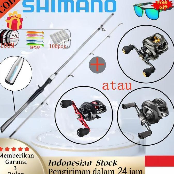 Shimano Fishing Rod 1 Set Casting1.65-2.1M Combo Reel Set Joran Pancing Reel Set Lengkap Casting Ree