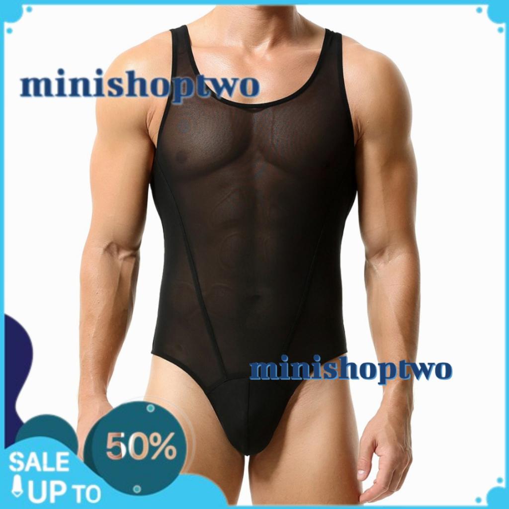 BODYSUIT PRIA STRING BACK SEMI TRANSPARAN 4 COLOR MINISHOPTWO TERMURAH