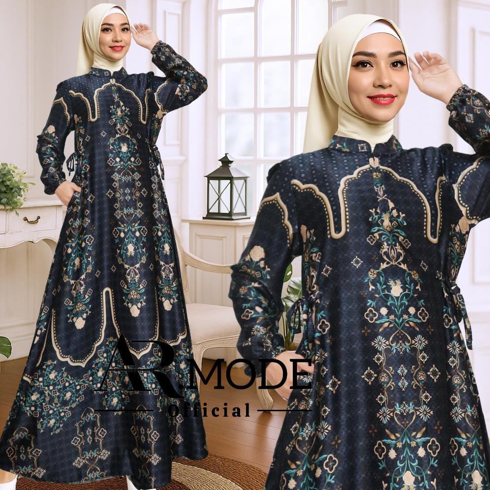 Gamis Silk Mahera Premium/ Gamis Motif/ Gamis Syar'i busui &, wudhu friendly.