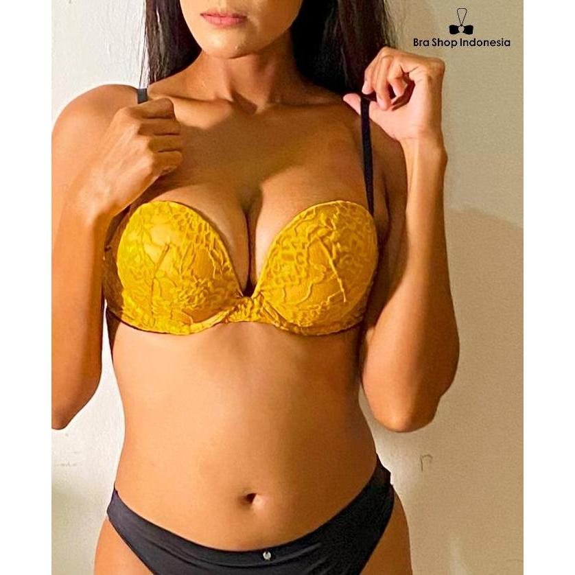 Promo Bra Super Push Up Lace Yellow COD