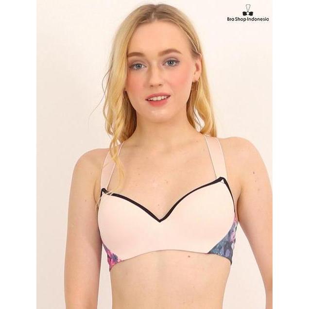 Promo Sports Bra Edge Flower Print Soft Pink COD
