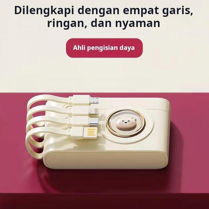 PowerBank Q254 30000mAh Kualiti Baik dengan 4 Kabel USB Pengisian Cepat untuk Samsung iPhone Baterai