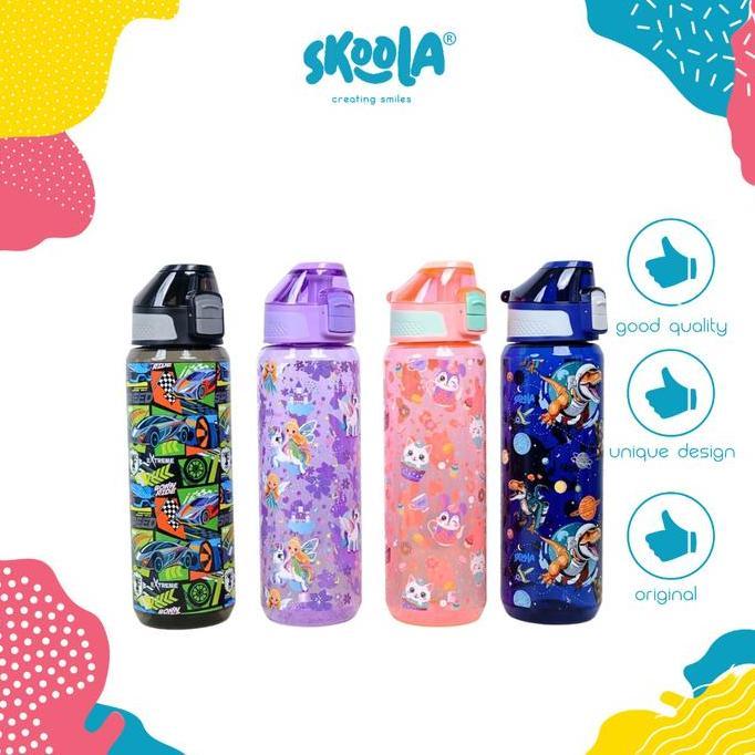 Skoola Botol Air Minum Anak Tritan Perempuan Laki-Laki Unicorn Cars - Tribottle