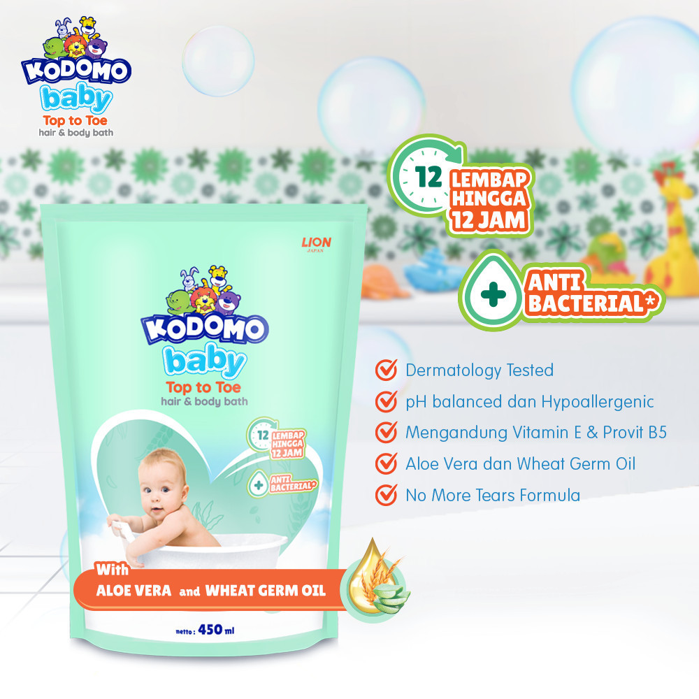 Kodomo Top To Toe Refill 450 ml x2 - Gambar 2