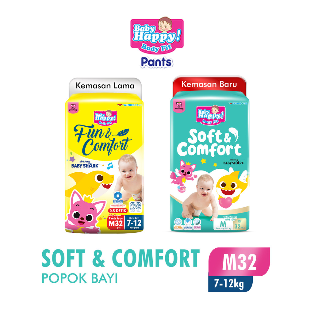 Baby Happy Pants Popok Celana Pinkfong Baby Shark M 32 x2 - Gambar 2