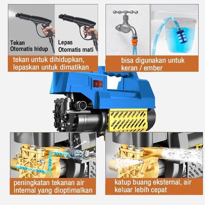 Reaim Alat Steam Cuci Motor & Mobil, Jet Cleaner High Pressure Washer, Alat Cuci Mobil Dengan Tekana