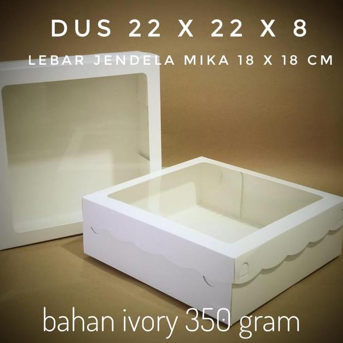 Dus ivory Mika 22x22x8 Cake Box dus Kue Putih ekonomis