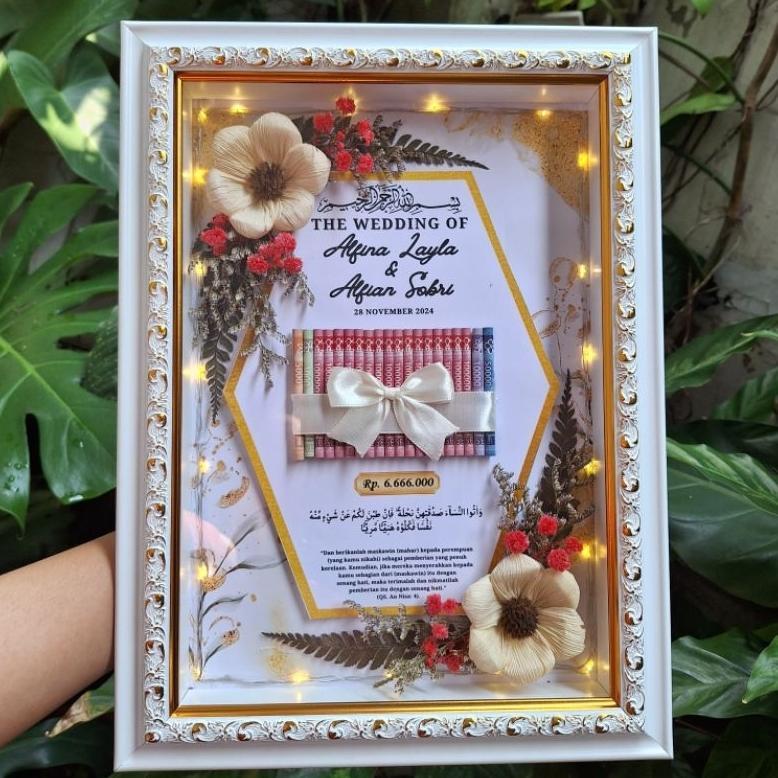 Bingkai Mahar Pernikahan Custom/ Bingkai Hantaran Aesthetic 3D
