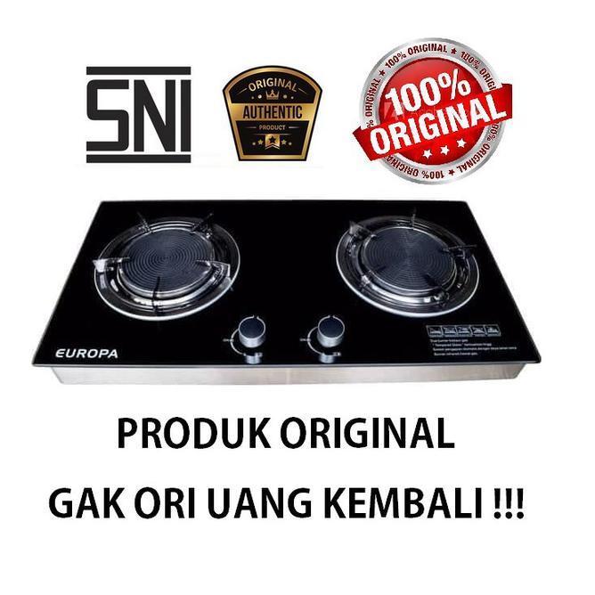 Kompor Europa Kompor Gas Infrared Europa Kompor 2 Tungku Kompor Tanam Kompor Kaca U Stainless Hitam 