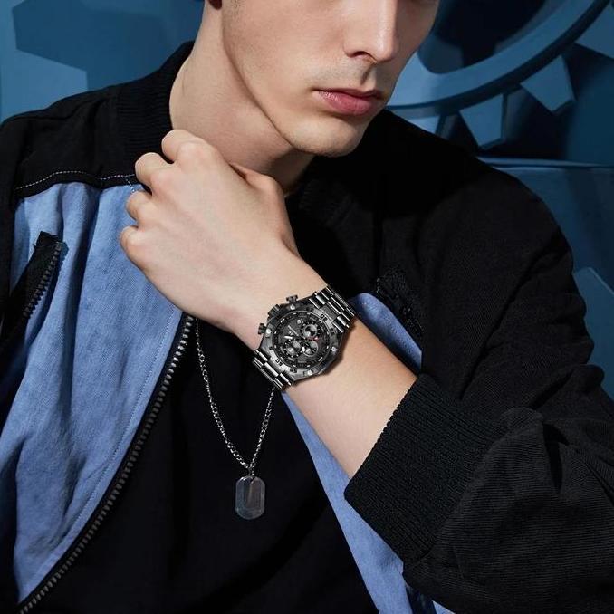 Buy 1 Get 1 Evans Jayden Jam Tangan Pria Ej 9840 Rantai Stainless Steel Chronograph Kaca Sapphire Wa