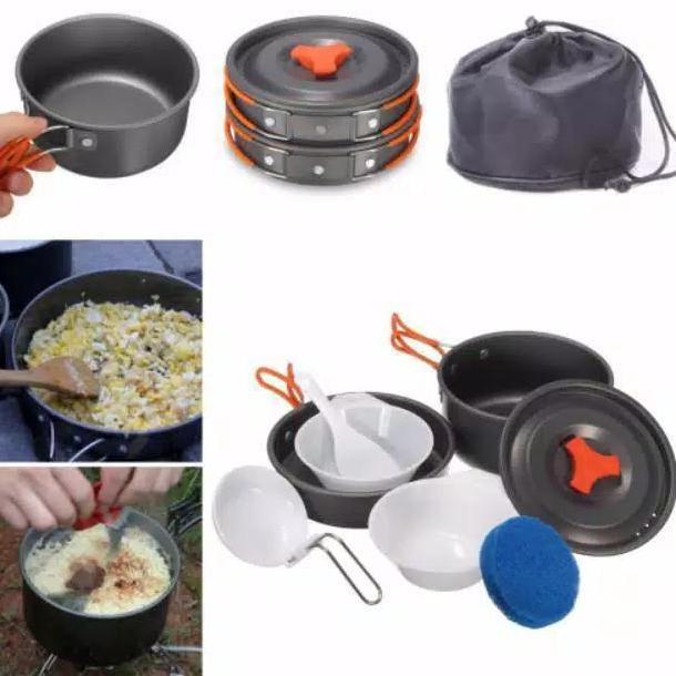 Mikayla.Sahara - Paket Hemat Alat Masak Panci & Kompor Mawar Kemping Gunung. Camping Stove & Cooking