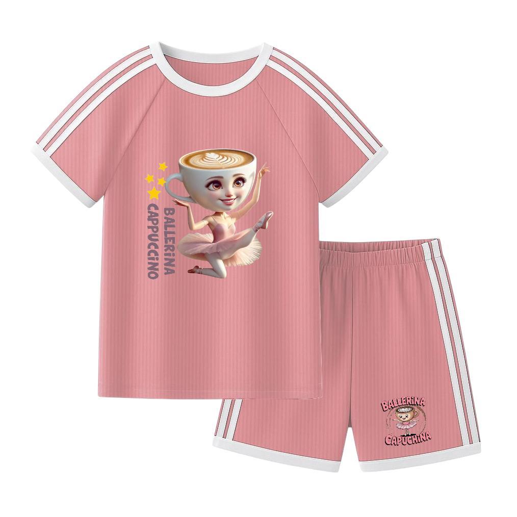 Muwaffaqmarket  - Setelan Anak Anak Setelan Lengan Pendek Ballerrina Cappuchina Kaos Anak Perempuan 