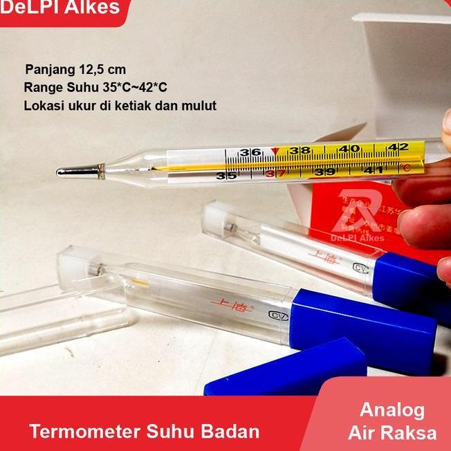 Ready Termometer Suhu Badan Ketiak Thermometer Analog Air Raksa Kaca Pengganti Merk Lotus