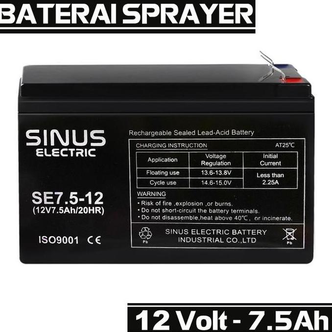 Baterai Aki Sprayer Elektrik 12V 7.5Ah Aki Vrla