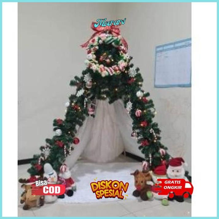 h-4 Garland Natal Garland PVC Natal PANJANG 2M meter LEBAR 20CM Natal Garland PVC Natal Dekorasi Nat
