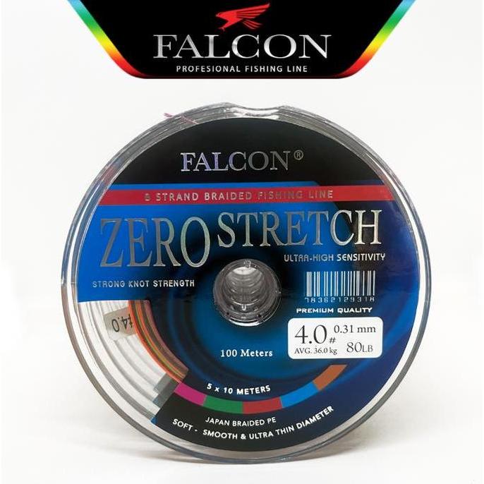 senar PE X8 FALCON ZERO STRETCH BRAIDED PE Mancing Pancing