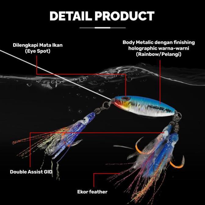Paradise Metal Jig Cumi GID Umpan Pancing Glow in the Dark 10-40g 2 Warna Tajam & Awet Premium Fish 