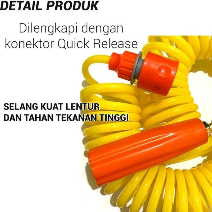 Paket Selang Spiral Steam Cuci Motor Mobil Lengkap + Semprotan